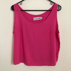 Jams World Neon/Hot Pink Crop Top Sleeveless Sz M